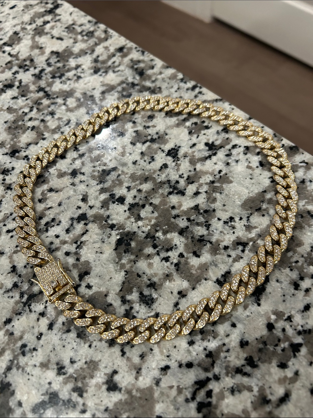 SHEIN Gold Pave Cuban Link Necklace